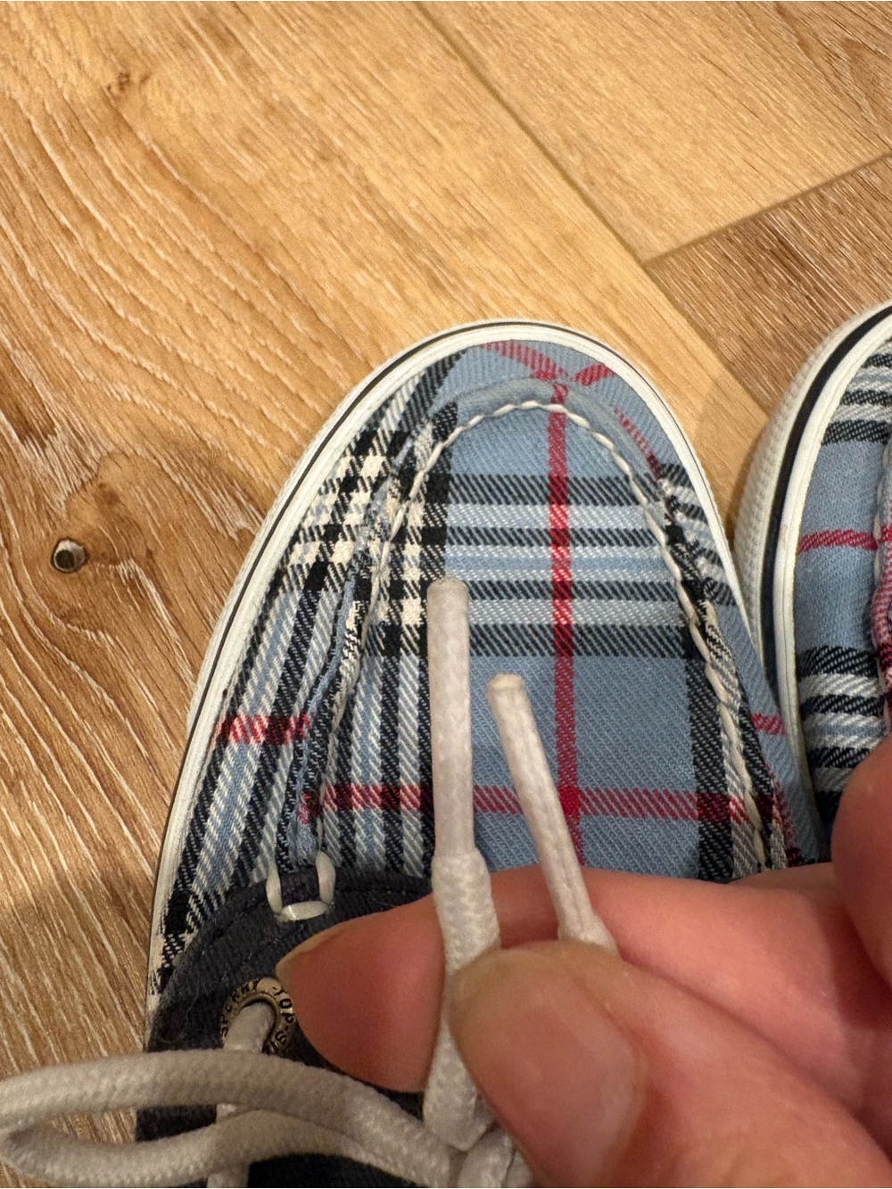 Women Sperry Top Slider  Blue Plaid Boat Shoes- Size 6 - Picture 9 of 10